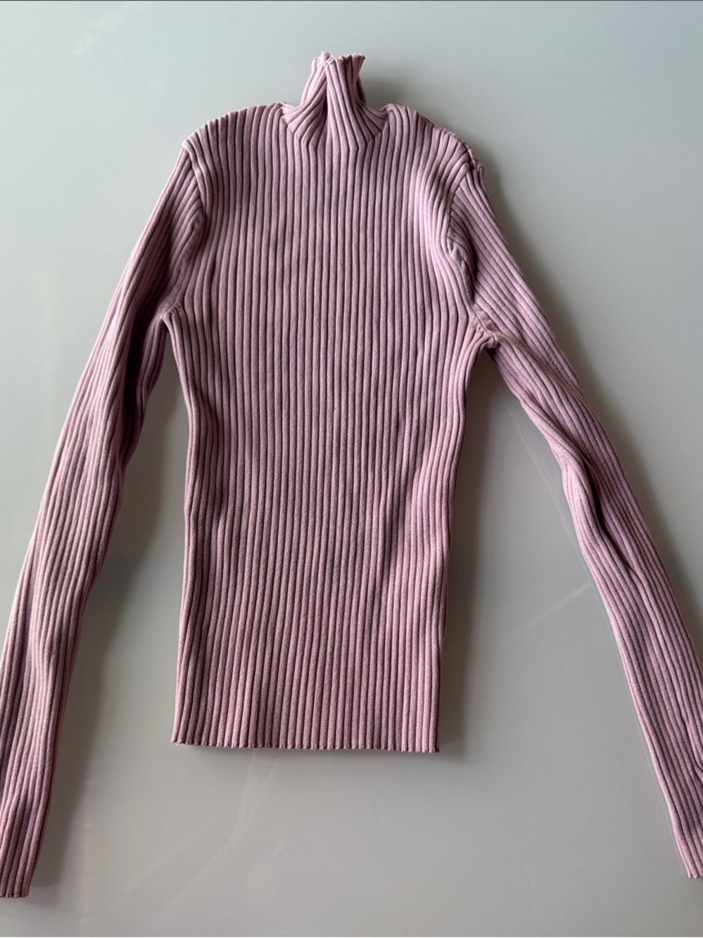 Zara Ribbed Mock Neck Long-Sleeve Top - Dusty Pink